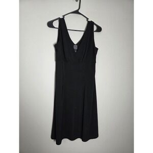 Clara Sun Woo Dress Size Small Sleeveless V Neck Midi Stretch Black